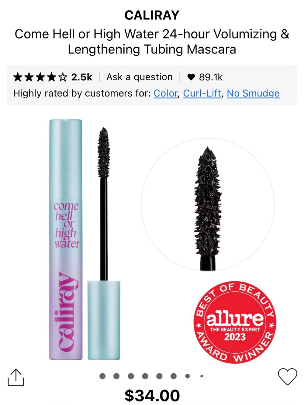 Caliray Come Hell or High Water Volumizing Mascara — Black
